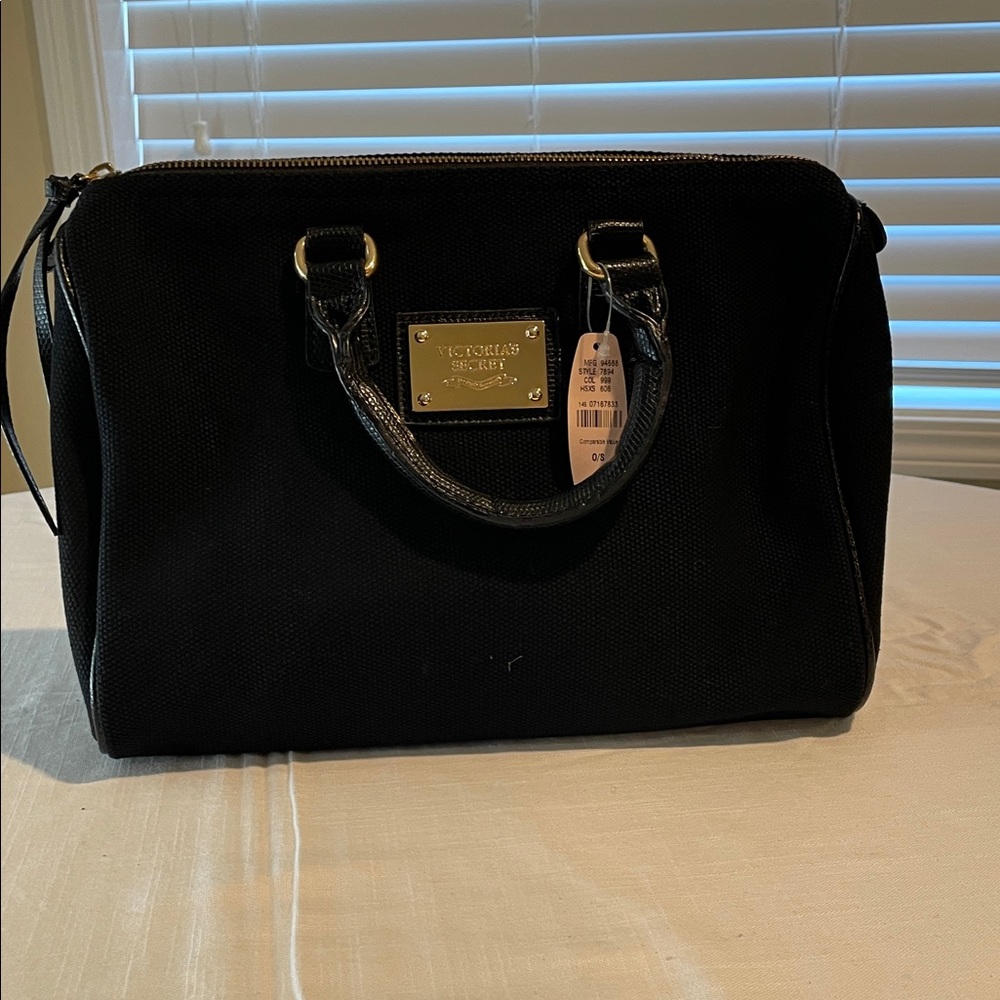 Victoria's Secret Black Satchel with Gold Accents